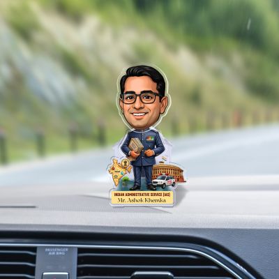 Personalized Indian Administrative Service (IAS) Caricature for Office & Home Decor Gift for IAS Officers & Aspirants Professional Gift for Civil Servants Battery Powered Shaking Head